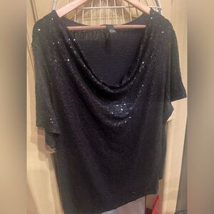 INC International Concepts Black Sequin Blouse